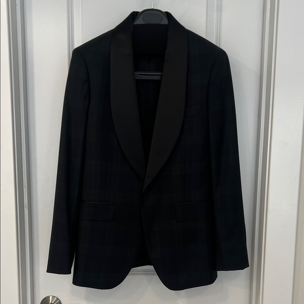 Black and Green Tartan Italian Wool Tuxedo Jacket